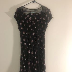 Kimchi Blue Black floral skater dress (UO)